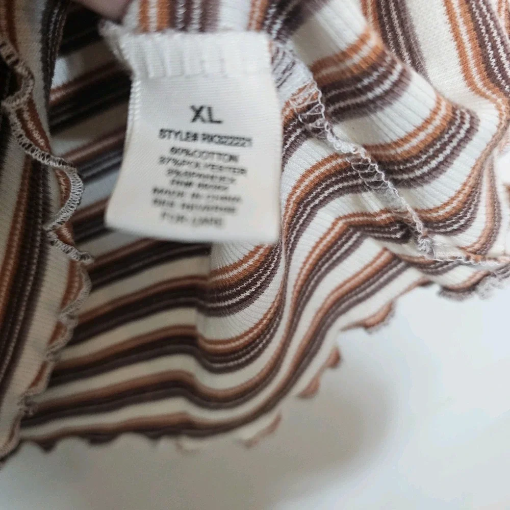 Ultra Flirt Striped XLarge Y2K Style‎ Slim Fit Short Sleeve Scalloped Hem Stripe - Picture 7 of 7